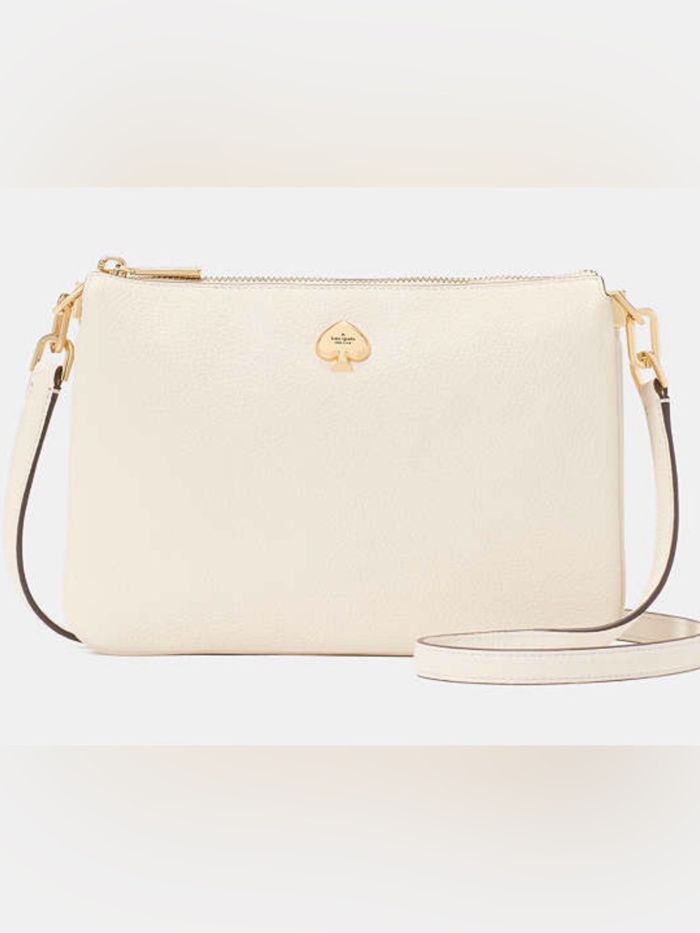 kate spade Cream Leather Wristlet with Gold Spade Logo
